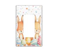 Spring Easter Fox Decorative Light Switch Cover Wall Plate 1 Gang Single Rocker, Cute Fun Eggs Animal Electrical Switchplate for Room, Weird Funky Groovy Switchcover Switchplate