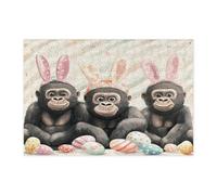 Spring Easter Gorilla Wildlife Jigsaw Puzzles for Adults 300 Piece, Fun Wild Animal Groovy Eggs Wooden Puzzles, Holiday Pattern Decorations for Home Entertainment
