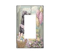 Spring Easter Great Dane Dog Decorative Light Switch Cover Wall Plate 1 Gang Single Rocker, Victoria Country Puppy Electrical Switchplate for Room, Farmhouse Switchcover Switchplate