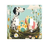 Spring Easter Great Dane Dog Decorative Light Switch Cover Wall Plate 2 Gang Double Toggle, Fun Eggs Country Puppy Electrical Switchplate, Wildflower Print Electrical Faceplate
