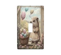 Spring Easter Hedgehog Decorative Light Switch Cover Wall Plate 1 Gang Single Toggle, Victoria Country Animal Electrical Switchplate for Room, Farmhouse Vintage Switchcover Switchplate