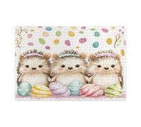 Spring Easter Hedgehog Jigsaw Puzzles for Adults 1000 Piece, Cute Fun Eggs Animal Wooden Puzzles, Weird Funky Groovy Printed Decor for Entertainment Creative