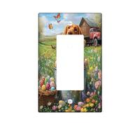 Spring Easter Irish Setter Dog Decorative Light Switch Cover Plate 1 Gang Single Rocker, Farmhouse Barn Puppy Electrical Switchplate, Country Pet Print Electrical Faceplate for Room