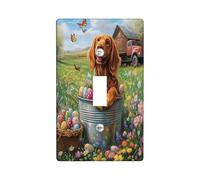 Spring Easter Irish Setter Dog Decorative Light Switch Cover Plate 1 Gang Single Toggle, Farmhouse Barn Puppy Electrical Switchplate, Country Pet Print Electrical Faceplate for Room