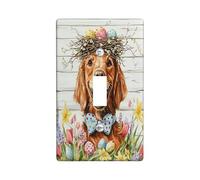 Spring Easter Irish Setter Dog Decorative Light Switch Cover Plate 1 Gang Single Toggle, Rustic Country Puppy Electrical Switchplate, Farmhouse Print Electrical Faceplate for Room