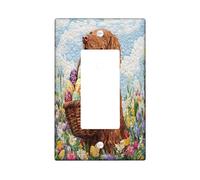 Spring Easter Irish Setter Dog Decorative Light Switch Cover Wall Plate 1 Gang Single Rocker, Quilted Wildflower Puppy Electrical Switchplate, Country Print Electrical Faceplate