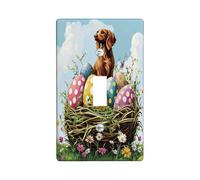 Spring Easter Irish Setter Dog Decorative Light Switch Cover Wall Plate 1 Gang Single Toggle, Fun Eggs Country Puppy Electrical Switchplate, Wildflower Print Electrical Faceplate