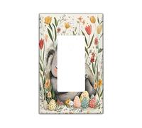 Spring Easter Koala Decorative Light Switch Cover Plate 1 Gang Single Rocker, Vintage Floral Eggs Animal Electrical Switchplate for Room, Fun Wildflower Switchcover Switchplate