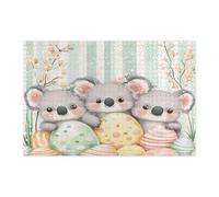Spring Easter Koala Jigsaw Puzzles for Adults 1000 Piece, Cute Fun Eggs Animal Wooden Puzzles, Weird Funky Groovy Printed Decor for Entertainment Creative