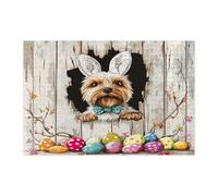 Spring Easter Lakeland Terrier Dog Jigsaw Puzzles for Adults 1000 Piece, Fun Rustic Eggs Puppy Wooden Puzzles, Farmhouse Pattern Decor for Home Entertainment