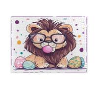 Spring Easter Lion Wildlife Jigsaw Puzzles for Adults 500 Piece, Fun Wild Animal Groovy Eggs Wooden Puzzles, Holiday Printed Decorations for Entertainment Party