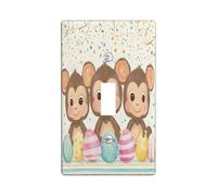 Spring Easter Monkey Decorative Light Switch Cover Wall Plate 1 Gang Single Toggle, Cute Fun Eggs Animal Electrical Switchplate for Room, Weird Funky Groovy Switchcover Switchplate