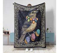 Spring Easter Nightingales Bird Blanket 50 * 60 Inch, Vintage Eggs Fluffy Cozy Flannel Throw Blankets for Couch Bed Beach Travel, Animal Home Sofa Decoration