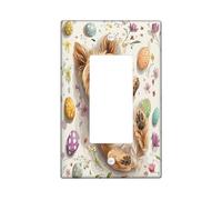 Spring Easter Norfolk Terrier Dog Decorative Light Switch Cover Plate 1 Gang Single Rocker, Vintage Floral Eggs Puppy Electrical Switchplate for Room, Fun Pet Switchcover Switchplate