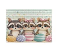 Spring Easter Raccoon Jigsaw Puzzles for Adults 500 Piece, Cute Fun Eggs Animal Wooden Puzzles, Weird Funky Groovy Printed Decor for Entertainment Creative
