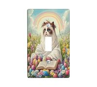 Spring Easter Ragdoll Cat Decorative Light Switch Cover Wall Plate 1 Gang Single Toggle, Bible Cross Eggs Kitten Electrical Switchplate, Country Electrical Faceplate for Bedroom
