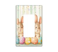 Spring Easter Rat Decorative Light Switch Cover Wall Plate 1 Gang Single Rocker, Cute Fun Eggs Animal Electrical Switchplate for Room, Weird Funky Groovy Switchcover Switchplate