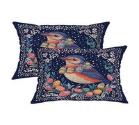 Spring Easter Robins Bird Pillow Covers 12x20 Set of 2, Comfy Vintage Eggs Printing Velvet Pillow Cases Kit with Zipper, Animal Pattern Decor Sofa Living Room