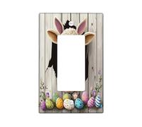 Spring Easter Sheep Lamb Decorative Light Switch Cover Plate 1 Gang Single Rocker, Fun Rustic Eggs Animal Electrical Switchplate for Room, Farmhouse Wooden Switchcover Switchplate