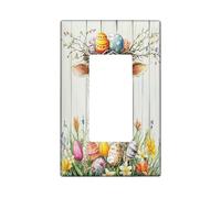 Spring Easter Sheep Lamb Decorative Light Switch Cover Plate 1 Gang Single Rocker, Rustic Country Animal Electrical Switchplate, Farmhouse Wooden Print Electrical Faceplate for Room