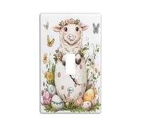 Spring Easter Sheep Lamb Decorative Light Switch Cover Plate 1 Gang Single Toggle, Fun Cute Eggs Animal Electrical Switchplate, Flowers Wildflower Electrical Faceplate for Bedroom Room