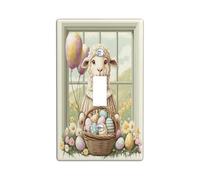 Spring Easter Sheep Lamb Decorative Light Switch Cover Wall Plate 1 Gang Single Toggle, Victoria Country Animal Electrical Switchplate for Room, Farmhouse Vintage Switchcover Switchplate