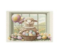 Spring Easter Sheep Lamb Jigsaw Puzzles for Adults 1000 Piece, Victoria Country Animal Wooden Puzzles, Farmhouse Vintage Printed Decor for Entertainment Creative