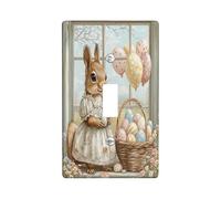 Spring Easter Squirrel Decorative Light Switch Cover Wall Plate 1 Gang Single Toggle, Victoria Country Animal Electrical Switchplate for Room, Farmhouse Vintage Switchcover Switchplate
