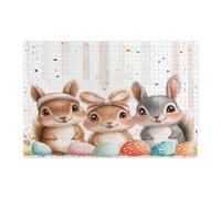 Spring Easter Squirrel Jigsaw Puzzles for Adults 1000 Piece, Cute Fun Eggs Animal Wooden Puzzles, Weird Funky Groovy Printed Decor for Entertainment Creative