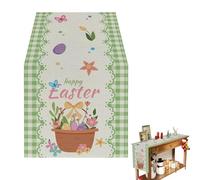 Spring Easter Tablecloth 13x47 Inch Rectangle Floral And Leaf Prints Green Table Runner, Easter Pastoral Style Home Table Decoration For Dinner Party Picnic
