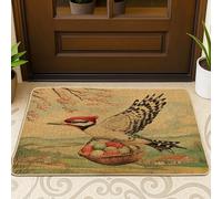 Spring Easter Woodpecker Bird Front Black Door Mat Outside Inside Entrance 29 * 17, Country Basket Eggs Outdoor Indoor Ultra Thin Doormat, Small Funny Classroom Patio Home Shoes Off Doormat