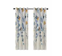 Spring Eucalyptus Leaves Blackout Curtains for Bedroom Living Room, Country Vintage Blue Leaf White Daisy 72 In Long Thermal Insulated Room Darkening Drapes Grommet Window Treatments, 52 x 72 In