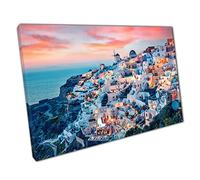 Spring Evening Sunset Over Santorini Island Greece Europe Wall Art Print On Canvas Picture For Home Office Decor 76x51cm (30x20In)