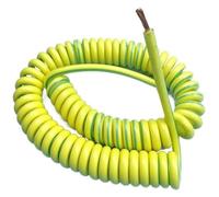 Spring extension cable, telescopic phone cable, Spring Spiral Cable Yellow Green Ground Wire Single Core 7-20 AWG Stretch 1-5 Meters(13awg 2.5mm2,Stretch 1 Meter)