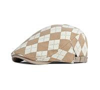 Spring Fall Men's Beret Hat Retro Plaid Herringbone Cap Forward Flat Peaked Cap Women Sunshade Cabbie Driving Hat (Color : Brown, Size : 55 * 60cm)