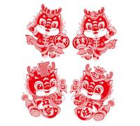 Spring Festival couplets， Chinese New Year Decoration,2 Pairs of Dragon Window Sticker Decal Fu Stickers