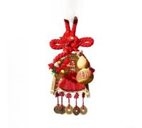 Spring Festival Horse Pendant Handmade Chinese Knot Hanging Decor Red Symbolic Gourd Token Polyester 27cm Traditional Ornament for New Year Home(B)