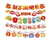 Spring Festival Pull Flags Hanging Ornament Cartoon Characters Garlands Handmade New Year Banners Party Decoration Set Chinese New Year Decorations