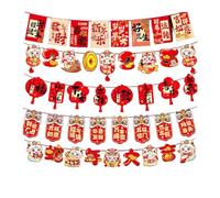 Spring Festival Pull Flags Hanging Ornament Cartoon Characters Garlands Handmade New Year Banners Party Decoration Set Chinese New Year Decorations
