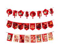 Spring Festival Pull Flags Hanging Ornament Cartoon Characters Garlands Handmade New Year Banners Party Decoration Set Chinese New Year Decorations