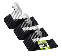Spring Fever Open Ended Non Slip Sponge Padded Pants Hangers - Chrome Plating Foam Heavy Duty Space Saving Black 30