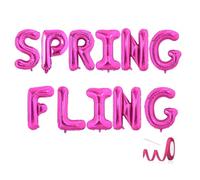 SPRING FLING Balloon Banner,Welcome Hello Spring Banner,Happy Easter Decorations Garland,Rose Pink,16inch