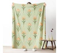 Spring Floral Blankets for Couch, Boho Pastoral Flower Fleece Blanket 60"x80" Warm Soft, Vintage Farmhouse Throw Blankets for Bed Cozy Lightweight Bedding Blanket for Fall Spring Summer Winter