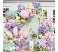 Spring Floral Butterfly Balloon Garland Arch Kit, 148PCS Pastel Tea Party Decorations with Flower Butterfly Balloons for Wildflower Fairy Baby Shower Birthday Garden Tea Party Supplies
