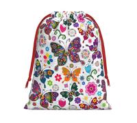 Spring Floral Butterfly Christmas Drawstring Bags Gift Wrapping Bag Small Gifts Candy Jewelry Wedding Wrap Bag