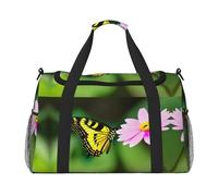 Spring Floral Butterfly Hand Travel Bag - Large Reusable Shopping Tote Bag, Perfect for Outdoor Activities, Sports, Camping & Groceries, Black, One Size