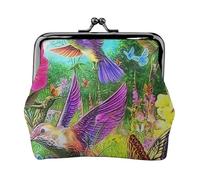 Spring Floral Butterfly Hummingbird Print Stylish Unique Coin Purse Cute Mini Wallet with Kiss Lock Waterproof for Coins