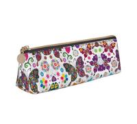 Spring Floral Butterfly Leather Pencil Case Large Capacity Pencil Pouch Pencilbag Pouch with Zipper Pen Holder