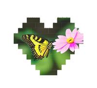 Spring Floral Butterfly Print 3D Jigsaw Art Brick Puzzle Heart-Shaped Desk Decor Building Blocks 30 pieces DIY Gift