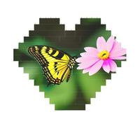 Spring Floral Butterfly Print Art Brick Puzzle Heart Shaped DIY Building Blocks Set 3D Jigsaw Home Decor 53 Pieces